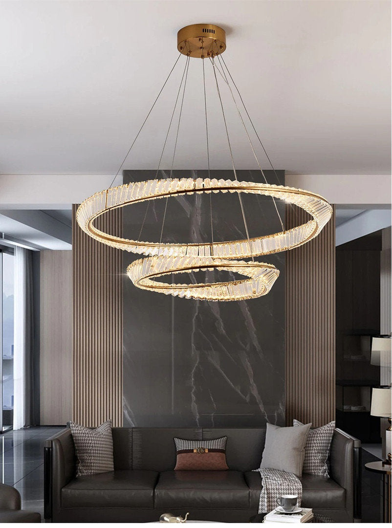 Monthey | Modern Gold Crystal Chandelier for Living Room, Dia31.5x23.6"/80x60cmBy Miron Demid LLC