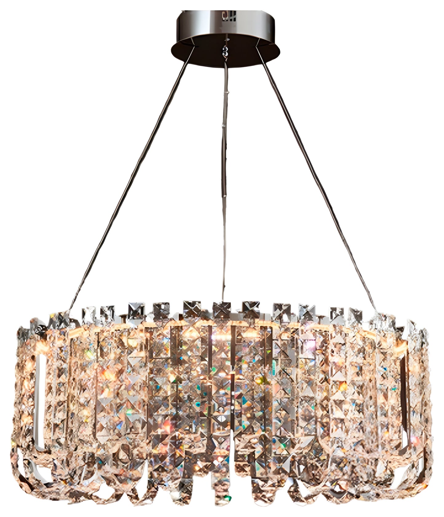 Cagnano Amiterno | Posh Large LED Crystal Pendant Chandelier, 1 Layer Large -Dia39.4", Warm LightBy Miron Demid LLC