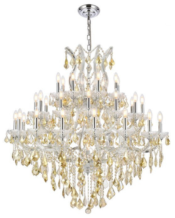 Elegant 2800G44C-GT/RC Maria Theresa 37-Light Chrome Chandelier Golden TeakBy Elegant Furniture & Lighting