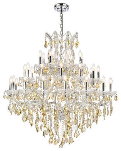 Elegant 2800G44C-GT/RC Maria Theresa 37-Light Chrome Chandelier Golden TeakBy Elegant Furniture & Lighting