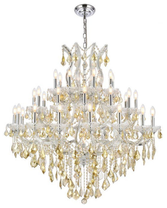 Elegant 2800G44C-GT/RC Maria Theresa 37-Light Chrome Chandelier Golden TeakBy Elegant Furniture & Lighting