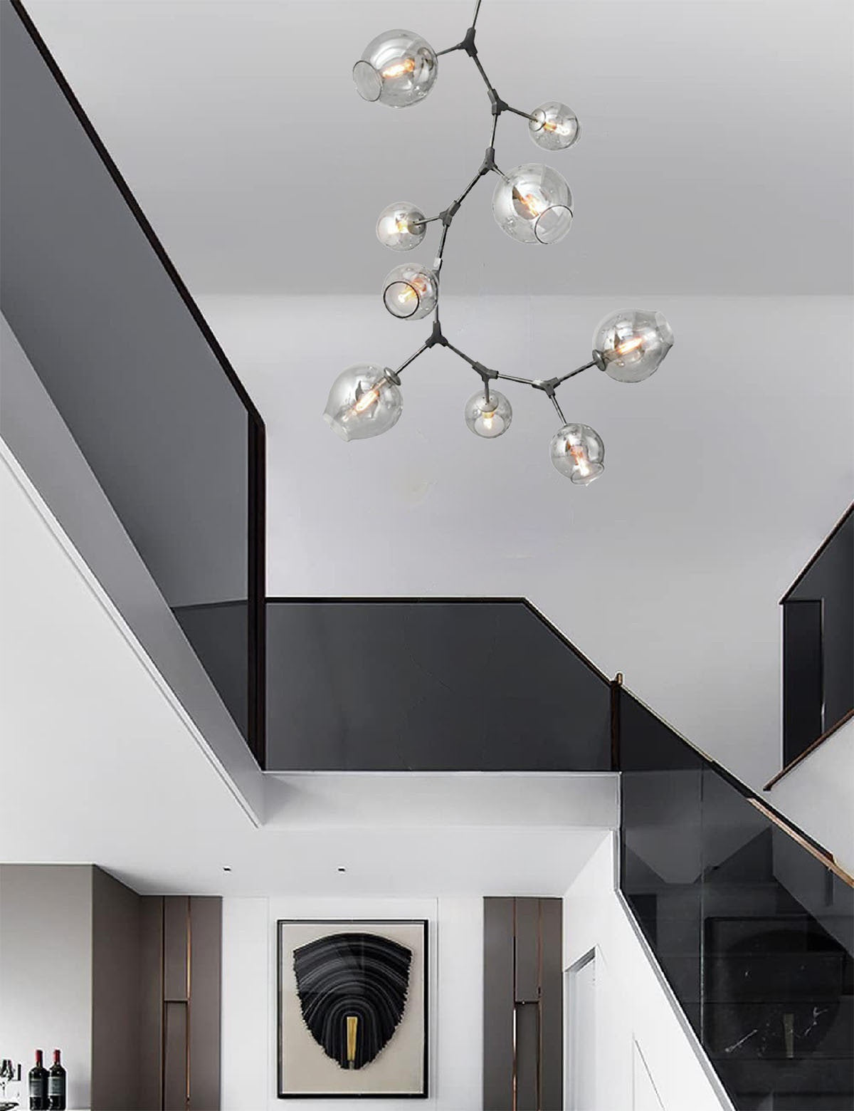 9-Light Satin Nickel Chandelier With Clear Glass ShadesBy Design Living