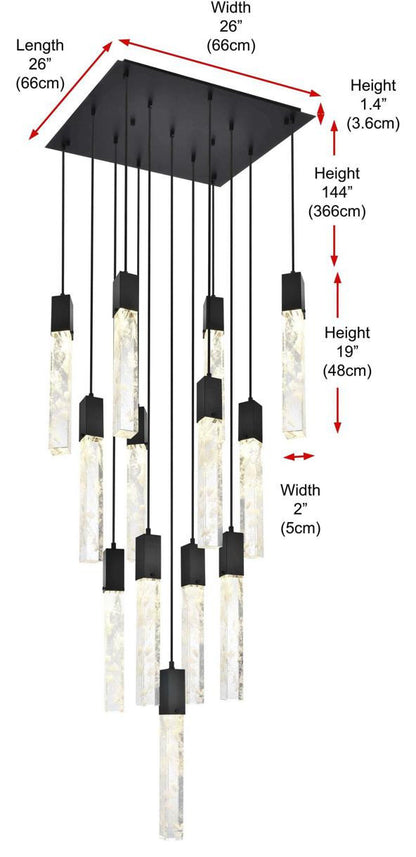 Aurora 13 Light Pendant, BlackBy Elegant Furniture & Lighting