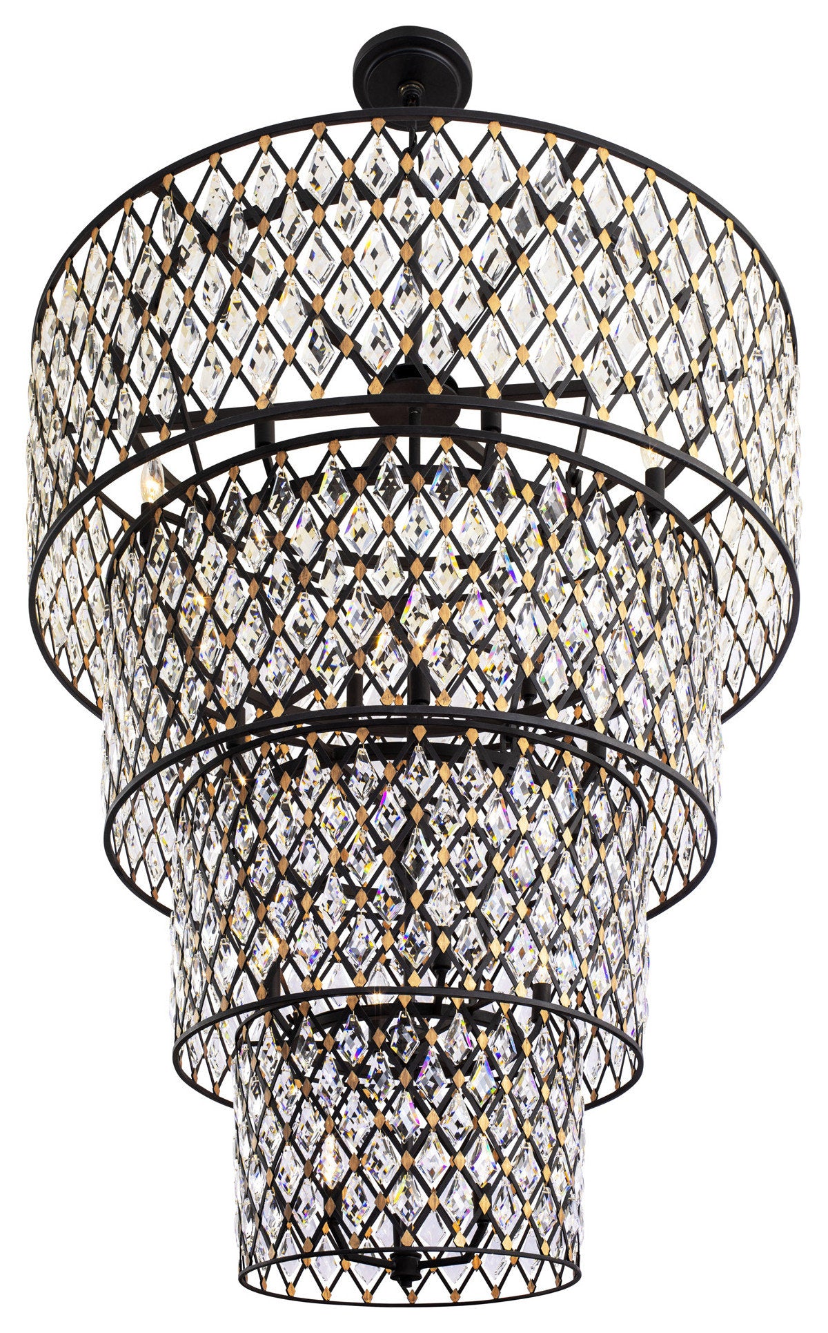 Windsor 21-Lt 4-Tier Crystal Chandelier - Carbon/Havana GoldBy Varaluz