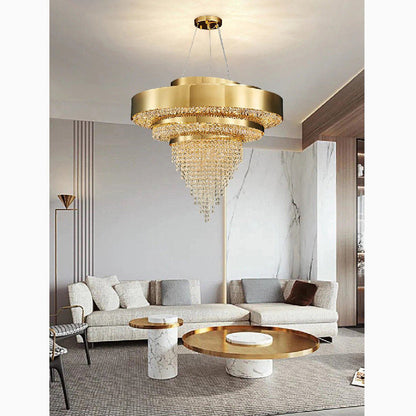 Castelbianco | Unique Gold LED Chandelier With Crystals, 31.5''By Miron Demid LLC