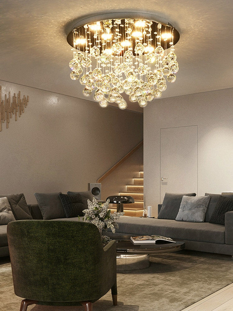 Inverigo | Luxury Round Crystal LED Ceiling Lamp for Living Room, Bedroom, Dia39.4xh17.7", Warm LightBy Miron Demid LLC