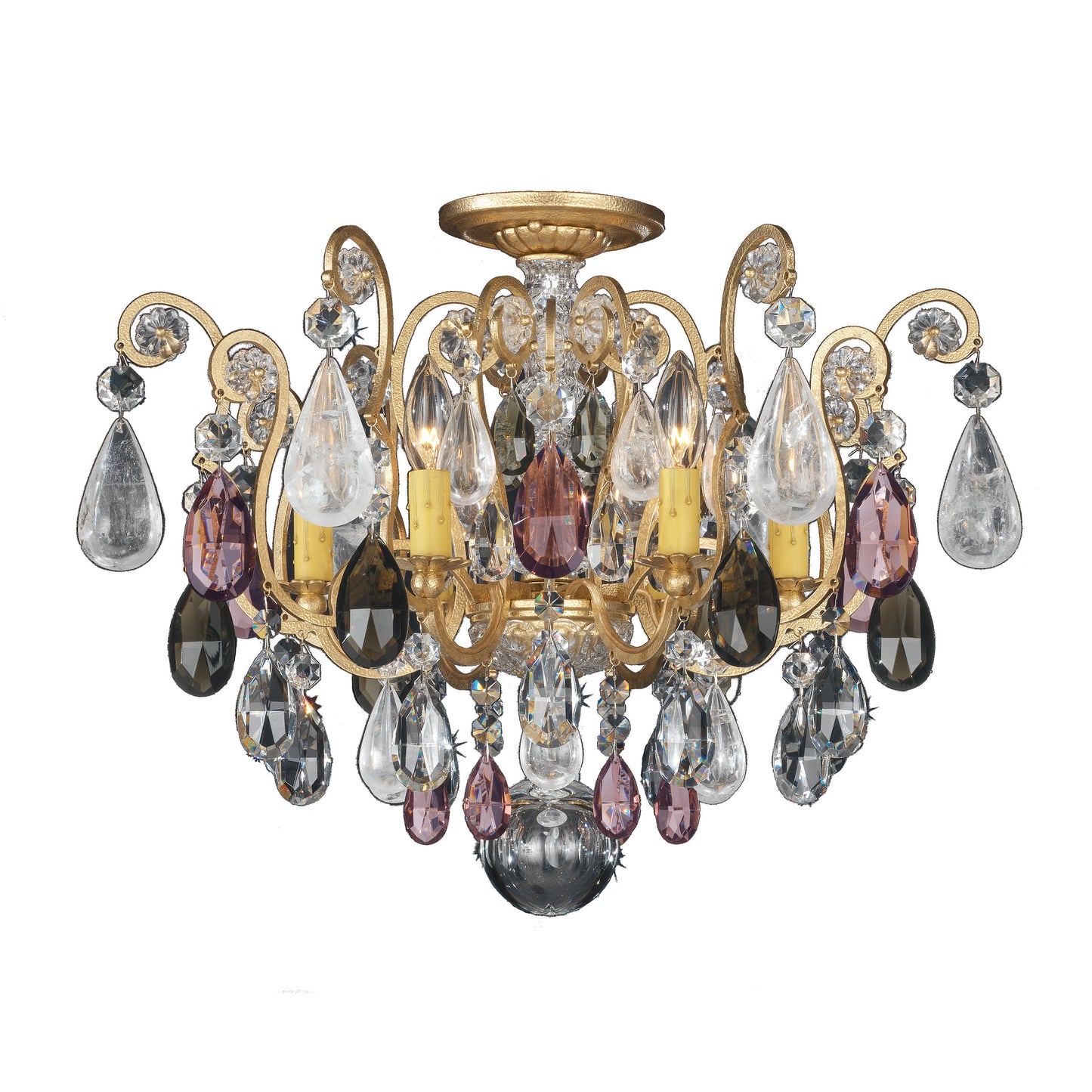 Schonbek 3584-22Ad 6 Light Crystal Semi-Flush, Heirloom GoldBy Schonbek