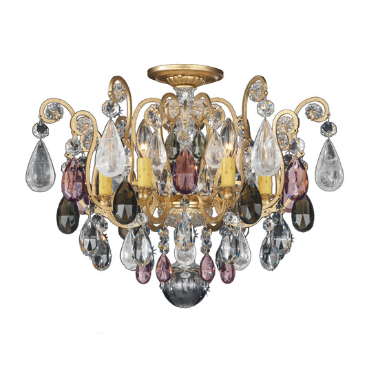 Schonbek 3584-22Ad 6 Light Crystal Semi-Flush, Heirloom GoldBy Schonbek