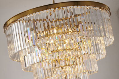 15-Light Five Tier Gold  Chandelier with Clear Hanging CrystalsBy Design Living