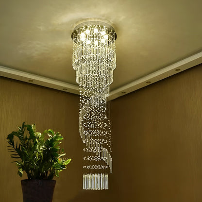 Levens | Exquisite Modern Flush Mount Crystal Chandelier, Dia39.4xh137.8" / Dia100xh350cm, Cool LightBy Miron Demid LLC