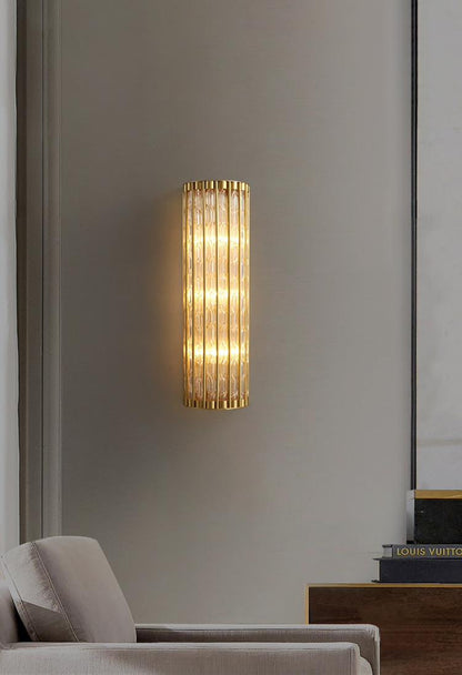 Luxury Golden Crystal Wall Lamp, L7.1xw4.7xh23.6", Cool LightBy Miron Demid LLC