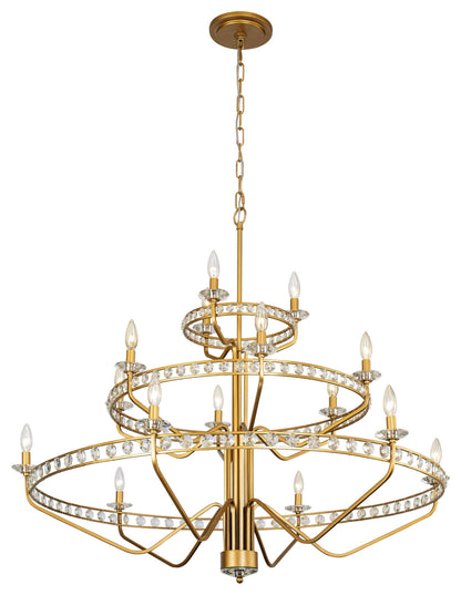 .-     Monroe 15-Lt 3-Tier  Chandelier - Antique GoldBy Varaluz