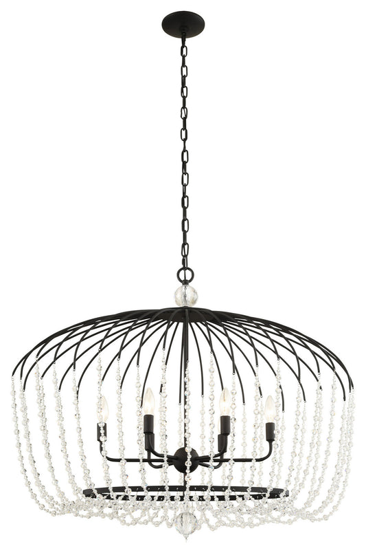 Voliere 6-Lt Crystal Oval Pendant - Matte BlackBy Varaluz