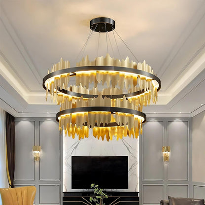 Nera 2-Tier Brushed Brass Modern ChandelierBy MORSALE