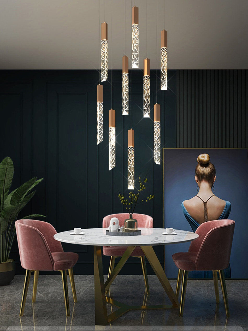 Riomaggiore | Long Staircase Crystal Chandelier, 16 LightsBy Miron Demid LLC