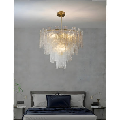 Torhout | Rectangle/Round Frosted Glass Hanging Chandelier for Living Room, Dia31.5", Warm Light / Non-DimmableBy Miron Demid LLC