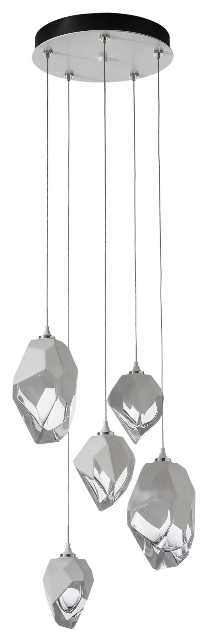 Chrysalis 5-Light Mixed Crystal Pendant White Finish- Long, White CrystalBy Hubbardton Forge