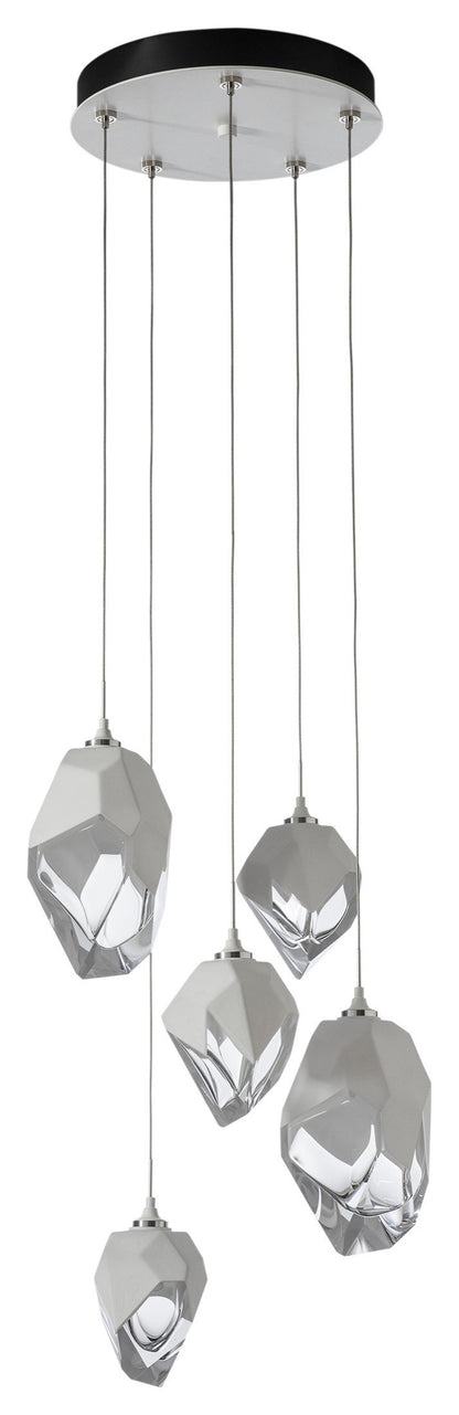 Chrysalis 5-Light Mixed Crystal Pendant White Finish- Long, White CrystalBy Hubbardton Forge