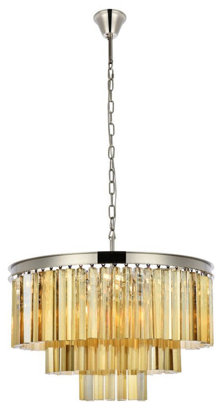 Elegant Lighting 1201D26-GT/RC Sydney 9 Light 26"W Crystal - Polished NickelBy Elegant Furniture & Lighting