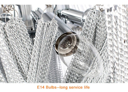 La Louviere | Silver Chain Chandelier for Living Room, 35,4"By Miron Demid LLC