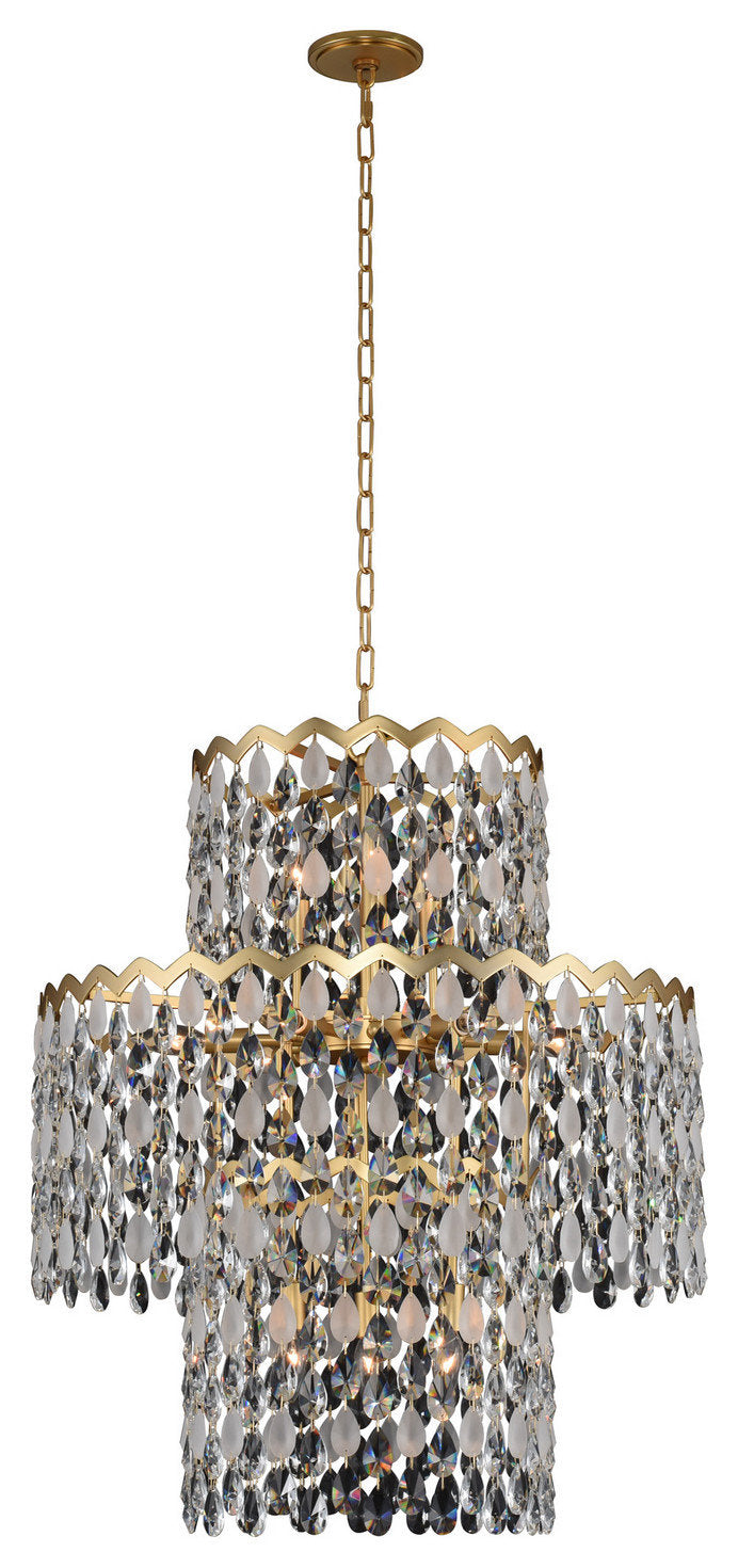 Allegri 035951003FR001 12 Light Pendant Caretta Antique BrassBy Allegri Crystal by Kalco Lighting