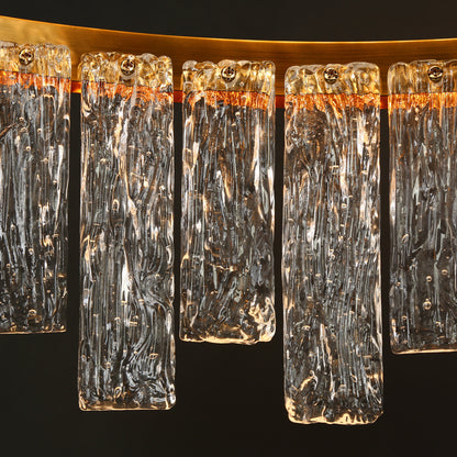 LNC Erinjenks 1-Light 31.5" Modern Textured Glass Chandelier LED, GoldBy LNC