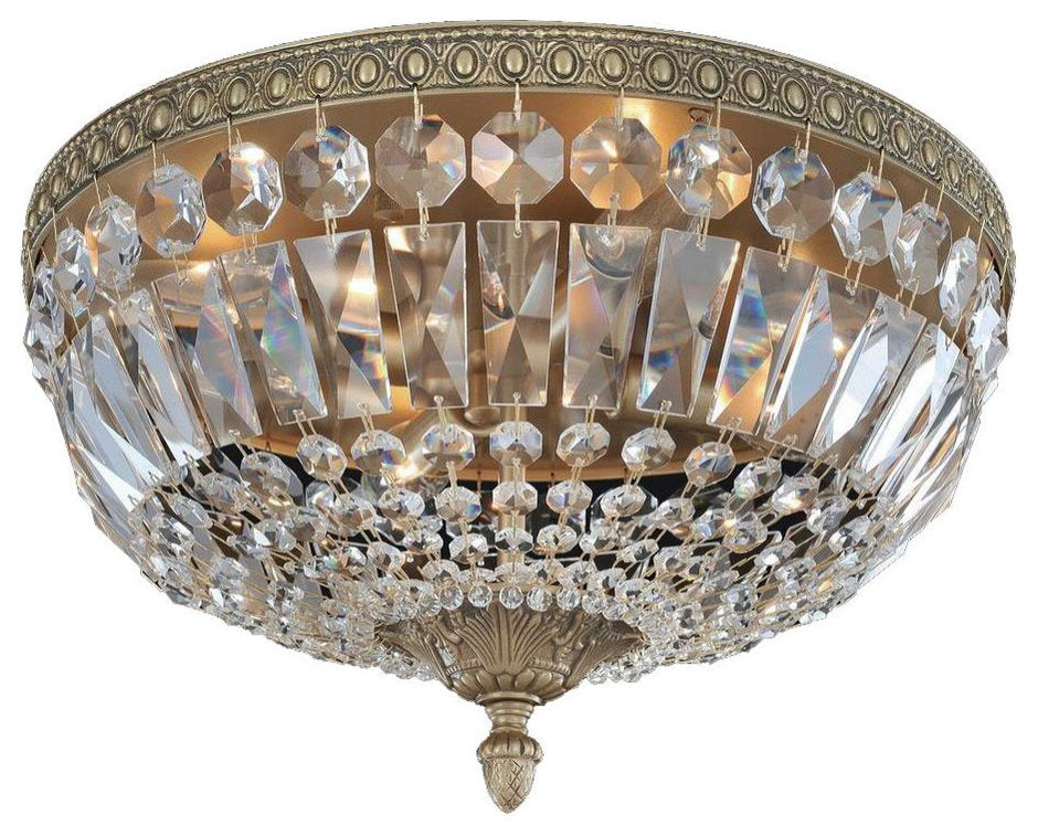 Crystal Flush Mount Light, Antique GoldBy KALCO LIGHTING