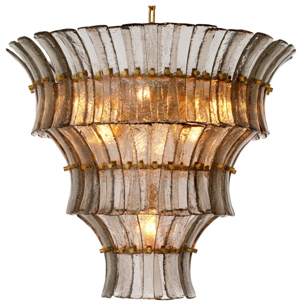 Glass Tiered Chandelier, Eichholtz Toscano, Smoke GlassBy OROA - Furniture