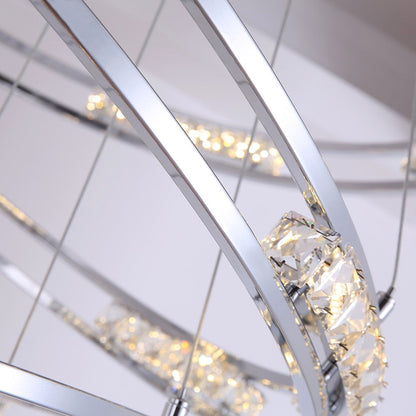 Verbania | Luxury Cascade Crystal Rings LED Chandelier, 33.5*27.6*21.7*15.8*9.8''By Miron Demid LLC