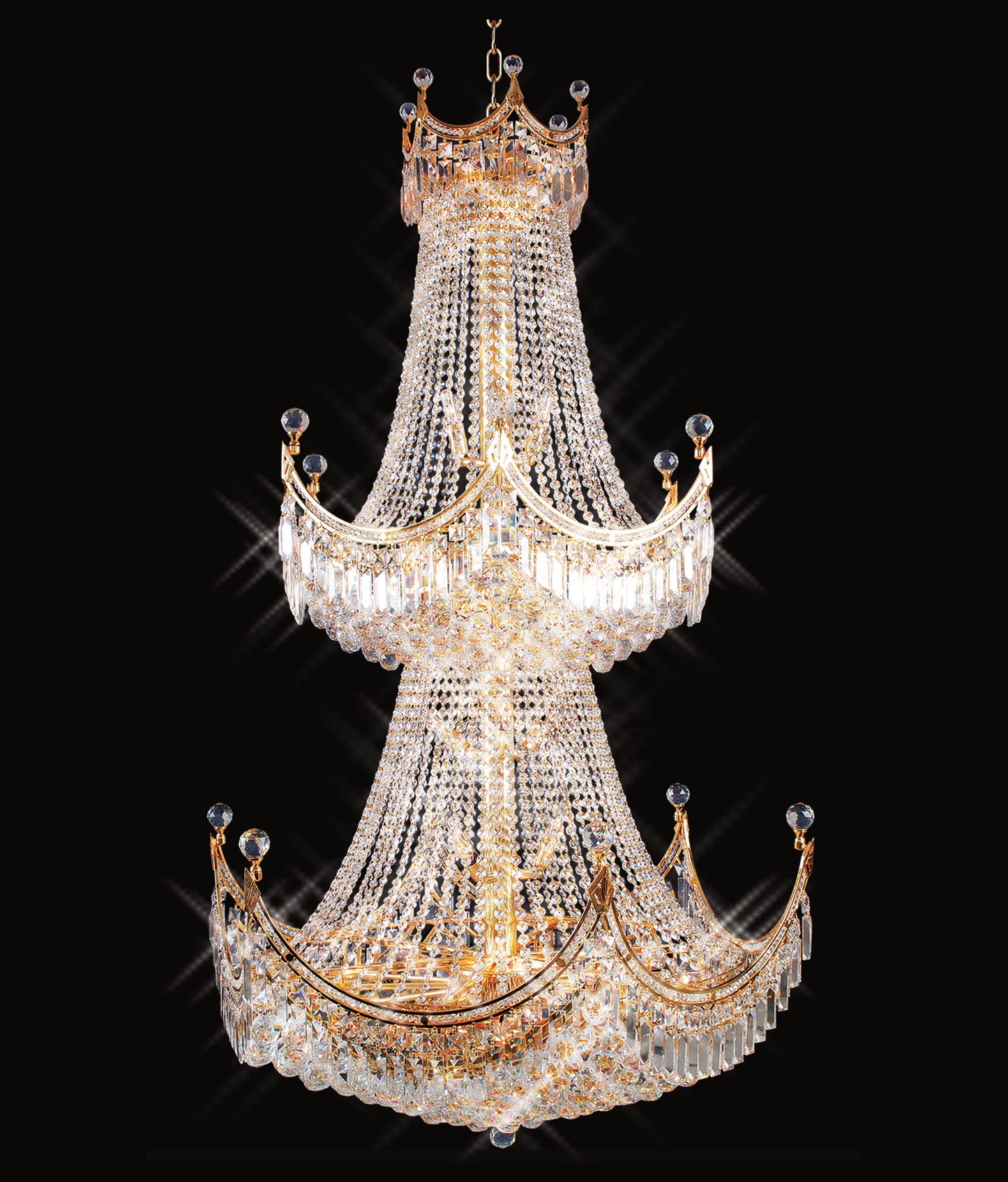 Artistry Lighting Corona Collection Hanging Crystal Chandelier 36x66, GoldBy Artistry Lighting