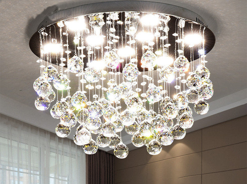 Inverigo | Luxury Round Crystal LED Ceiling Lamp for Living Room, Bedroom, Dia39.4xh17.7", Cool LightBy Miron Demid LLC