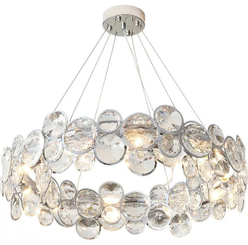 Vendone | Drum Chrome Chandelier With Crystal Rings, 30.7''By Miron Demid LLC