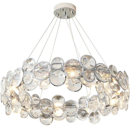 Vendone | Drum Chrome Chandelier With Crystal Rings, 30.7''By Miron Demid LLC