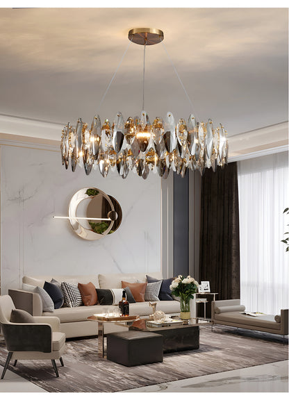 Ampezzo | Round Gray Chandelier With Big Crystals, 31.5''By Miron Demid LLC