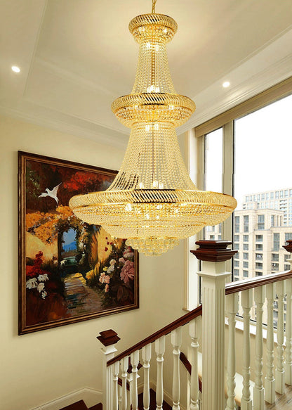 Peille | Three-tier Luxury Hanging Gold Crystal Chandelier, 39.4''By Miron Demid LLC