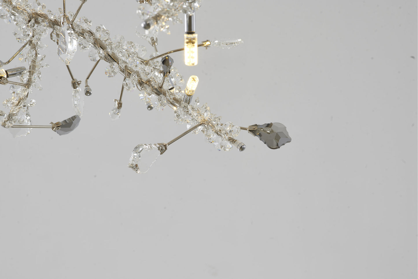 Smoke and Clear Crystal Branch Light Fixture With Clear Beaded Crystal BranchesBy Design Living