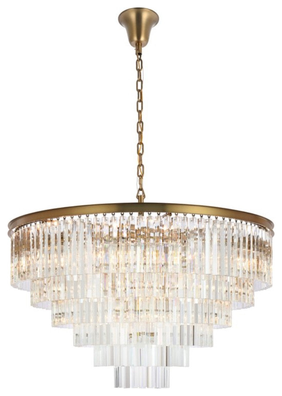 Sydney 44" Round Crystal Chandelier, Satin GoldBy Elegant Furniture & Lighting