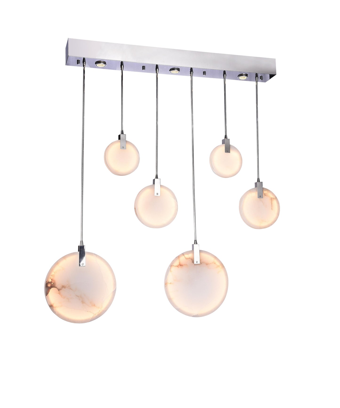 Modern Spanish Marble Linear Chandelier, ChromeBy Design Living