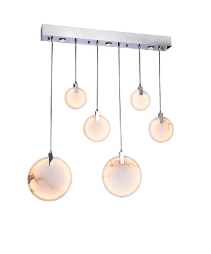 Modern Spanish Marble Linear Chandelier, ChromeBy Design Living