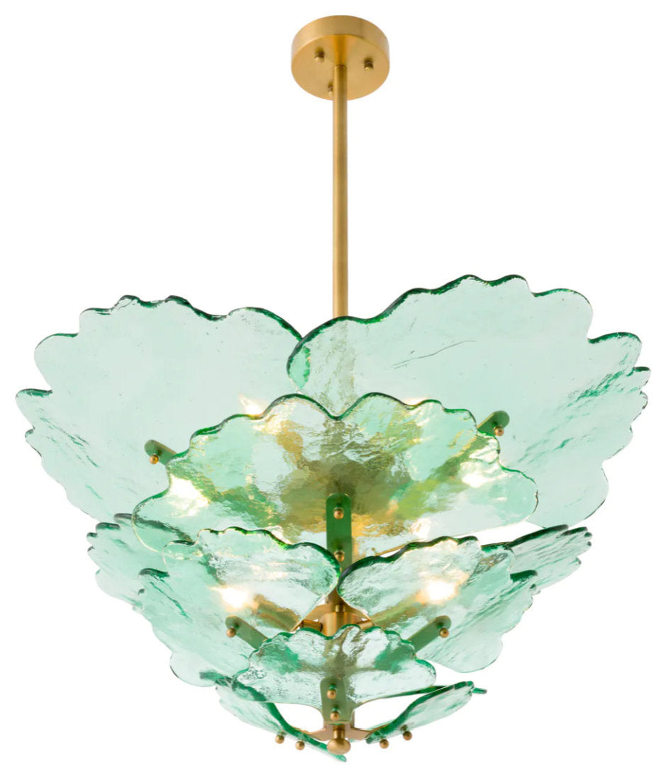 Glass Petals Chandelier, Eichholtz Florina, Green GlassBy OROA - Furniture