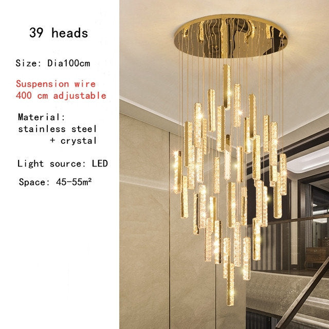 Santa Margherita Ligure | Creative Gold LED Crystal Chandelier, 39 Lights, Cool LightBy Miron Demid LLC