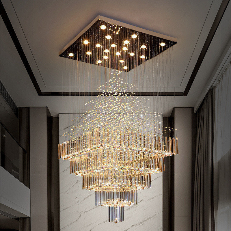 Tourrette-Levens | Modern Crystal LED Ceiling Chandelier with Square Base, 20 Lights, Cool LightBy Miron Demid LLC
