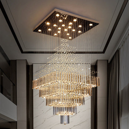 Tourrette-Levens | Modern Crystal LED Ceiling Chandelier with Square Base, 20 Lights, Cool LightBy Miron Demid LLC