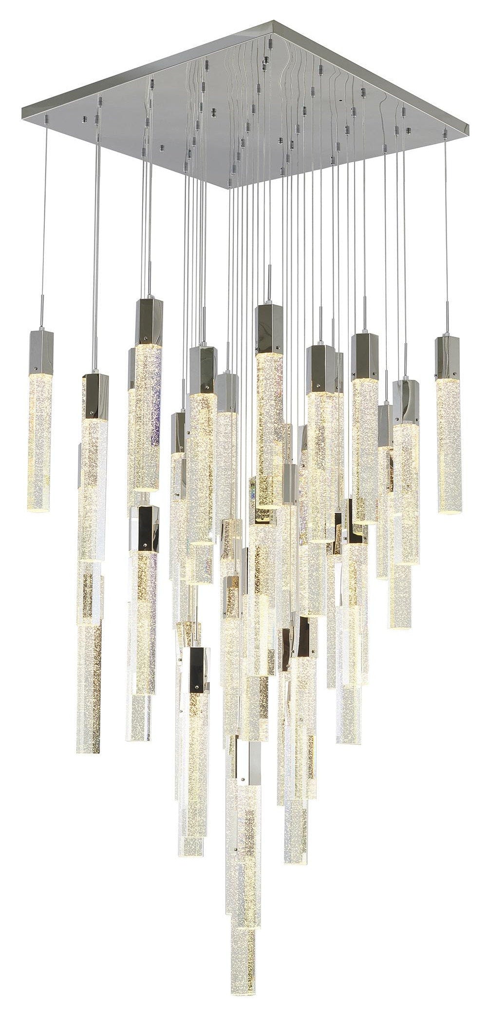 25-Light Chrome Metal Chandelier With Clear Bubble Crystal AccentsBy Design Living