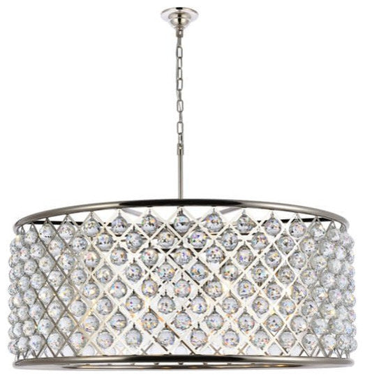 Elegant Lighting 1214G43/RC Madison 10 Light 44"W Crystal Drum - PolishedBy Elegant Furniture & Lighting