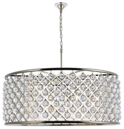 Elegant Lighting 1214G43/RC Madison 10 Light 44"W Crystal Drum - PolishedBy Elegant Furniture & Lighting
