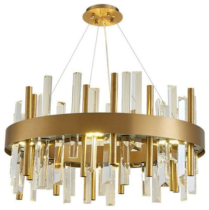 Royal Hanging Gold/Titanium/Copper Round Crystal Chandelier for Dining Room, Gold, 31.5'', Warm LightBy Miron Demid LLC
