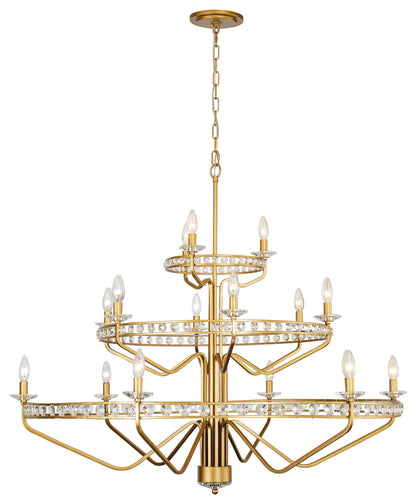 .-     Monroe 15-Lt 3-Tier  Chandelier - Antique GoldBy Varaluz