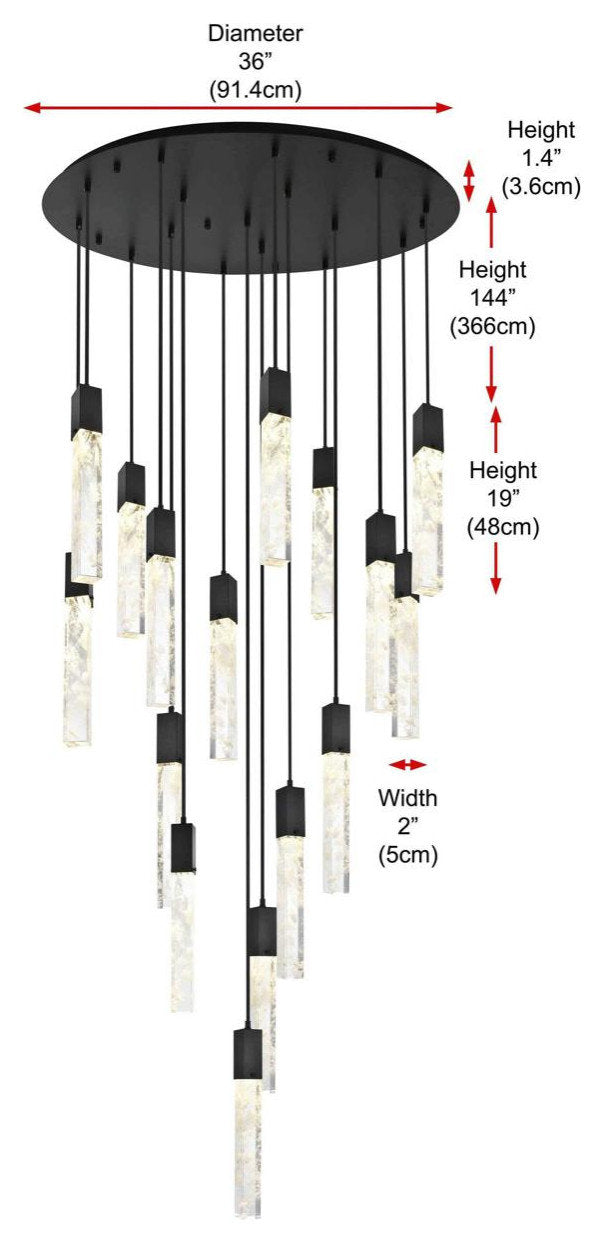 Aurora 16 Light Chandelier, BlackBy Elegant Furniture & Lighting