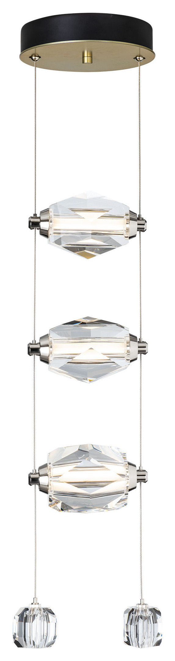Gatsby 3-Light LED Pendant Modern Brass Crystal StandardBy Hubbardton Forge